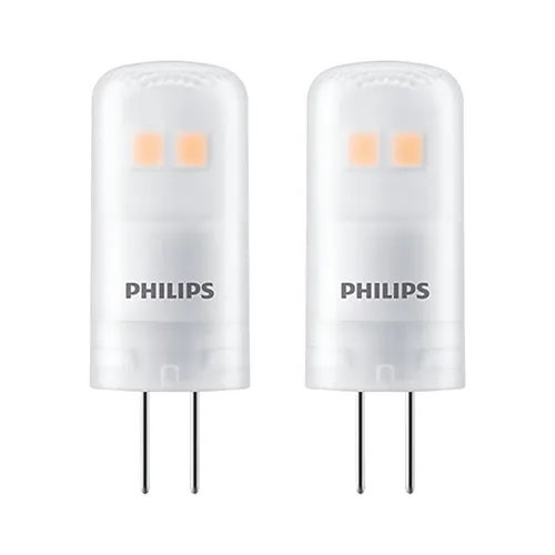 Philips LED Leuchtmittel Stiftsockellampe 1W = 10W G4 matt 115lm warmweiß 2 x