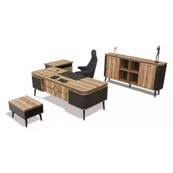 Designer Holz Schreibtisch 220x90 cm für das Arbeitszimmer - Moderner Chefschreibtisch aus hochwertigem Holz, bietet 3 Schubladen für optimalen Stauraum. Ideal für ein stilvolles Büroambiente.