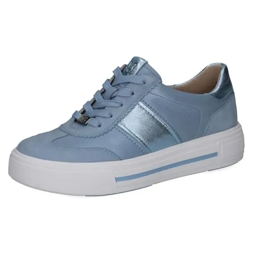 CAPRICE Damen Sneaker aus Leder, Blau (Blue Comb), 38,5 - Erleben Sie den AIRMOTION-Komfort mit diesen eleganten Sneakers. Die hochwertige Schnürung sorgt für optimalen Halt, während das synthetische Futter ein angenehmes Tragegefühl bietet. Ideal für aktive Tage im modernen Sneaker-Look.