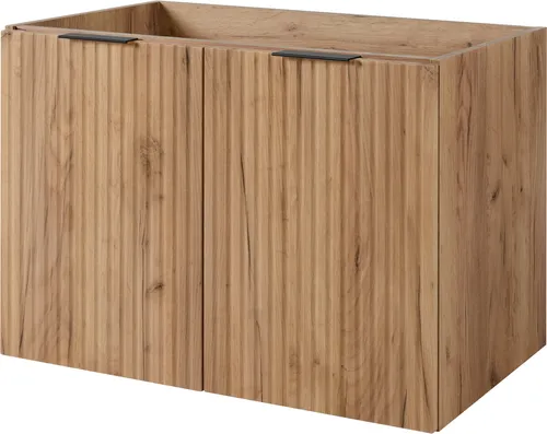 Badezimmerschrank, Eiche Craft + schwarzer Griff, 80 x 57 x 46 cm