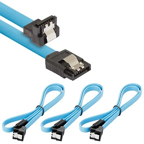 POPPSTAR 3x SATA Kabel SSD/HDD (0,5m SSD Datenkabel/SATA 3 Kabel SSD, gerade Stecker auf gewinkelt) bis zu 6 Gbit/s, blau