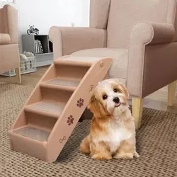 vidaXL Klappbare Hundetreppe Braun 62x40x49,5 cm - Sonstiger Hundebedarf, ideal für kleine und große Haustiere mit rutschfesten Füßen und stufenabdeckungen für sichere Nutzung. Leicht und platzsparend!