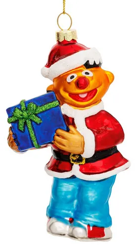 SIKORA Weihnachtsbaumkugel Ernie Glas Weihnachtskugel Anhänger Christbaumschmuck - LI006