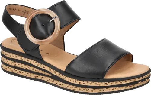 Gabor 84.550 Damen Sandalette - Elegante Riemchen Sandalen in Schwarz - Hochwertige Damen Sandalette von Gabor mit extra leichter Laufsohle und modischem Keilabsatz. Ideal für stilvolle Auftritte und höchsten Tragekomfort.