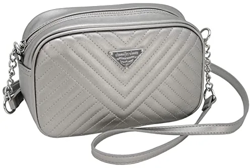 JENNIFER JONES - Modische Damen Handtasche - Umhängetasche - Crossbody Bag - Schultertasche zum Ausgehen (Style A, Silber)