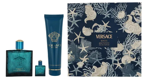 Versace Eros Geschenkset - Beauty Geschenkset mit dem intensiven Herrenparfum Versace Eros, inklusive pflegendem Duschgel und Miniatur, ideal für die tägliche Pflege und ein unwiderstehliches Dufterlebnis.