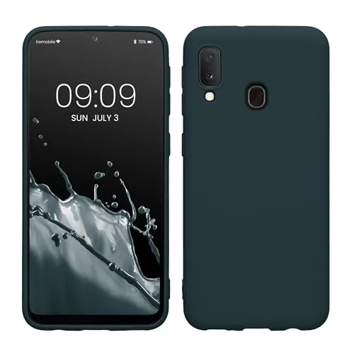 kwmobile Handyhülle für Samsung Galaxy A20e Hülle - TPU Case - Kabelloses Laden - Schutzhülle Cover in Dunkler Schiefer