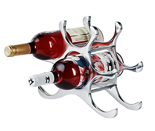 MichaelNoll Weinregal - 22 cm Flaschenregal für stilvolle Präsentation - Weinregal aus silbernem Metall, ideal für die stilvolle Aufbewahrung und Präsentation Ihrer Weine.