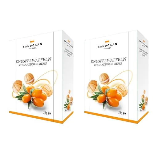 Sandokan | Knusperwaffeln mit Sanddorncreme | Waffelkugeln mit Cremefüllung | 150g (2 x 75g)