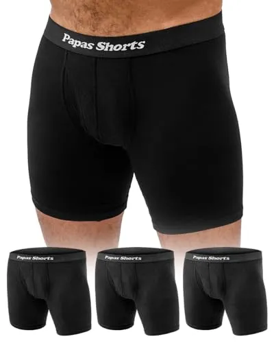 Papas Shorts Extra Lange Boxershorts Herren (3er Pack) aus weichem Modal in Größe S - 5XL | Schwarze Unterhosen aus hochwertigen Modalstoff mit Stretch (M)
