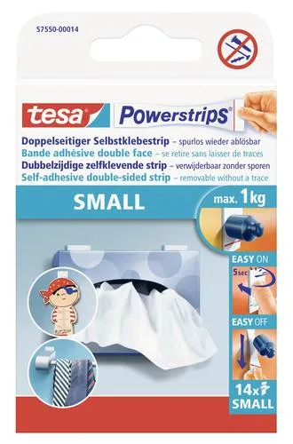 Tesa Powerstrips Small, wiederablösbar, 15 x 81 mm, weiß, hält bis 750g - die flexible Lösung für saubere Wände!
