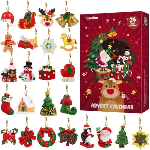 Adventskalender 2026 24 Stück Mini Resin Anhänger Weihnachtsdeko für Kinder