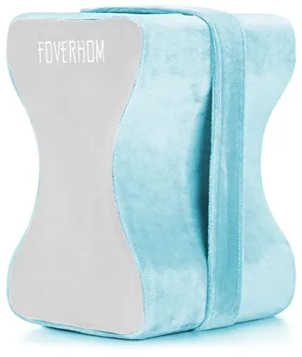 foverhom Kniekissen Aus Memory-Schaum Orthopädische Beinstütze,Blau | Hochdichter Schaum mit Weicher,Atmungsaktiver Bezugsabdeckung Geeignet für Seitenschläfer,Schwangere,Tägliche Entspannung