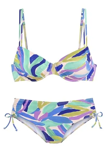s.Oliver Bügel-Bikini-Set mit blau-grünem Muster - Bikini-Sets für Damen, mit herausnehmbaren Softcups und verstellbaren Trägern für optimalen Tragekomfort und einen perfekten Sitz.