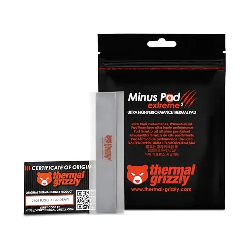 Thermal Grizzly Minus Pad Extreme 2 – Hochleistungs-Thermopad 120x20x2,0 mm (2 Stück) - Verbesserte Wärmeleitfähigkeit für GPU, SSD und RAM. Ideal für leistungsstarke Hardware, bleibt flexibel und einfach zu installieren.