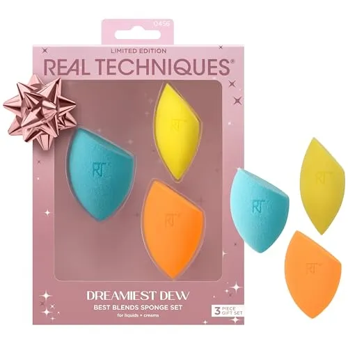 Real Techniques Dreamiest Dew Best Blends Schwamm-Set, 3-teiliges Geschenkset in limitierter Auflage