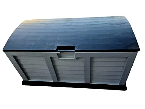 HOQ Auflagenbox Kissenbox aus Kunststoff 270 Liter abschließbar mit Transportrollen Gartenbox wetterfest XXL mit Deckel