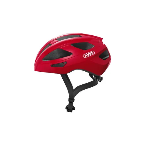 ABUS 87222 Fahrradhelm in Blaze Red, M (52-58 cm) - Unisex Fahrradhelm mit In-Mold-Technologie für hohe Sicherheit und Tragekomfort. Ideal für Fahrten bei jedem Wetter dank optimalem Belüftungssystem und verstellbarem Zoom Ace für Zopfträger.