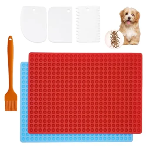 Stück Backmatte Hundekekse, 468 Gitter Hundekekse Backform mit Teigschaber und SilikonbüRste, Wiederverwendbare Hundebackmatten Silikon Hundeleckerli Backmatte, Backmatten für Hundeleckerlies 2