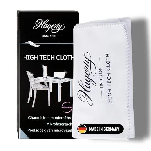 Hagerty High Tech Cloth Mikrofasertuch 40 x 36 cm I Extra Feines Brillentuch Microfaser Reinigungstuch für Objektiv Bildschirm Glas Kristall Polycarbonat UVM I Kratzfrei & Fusselfrei I Ohne Chemie