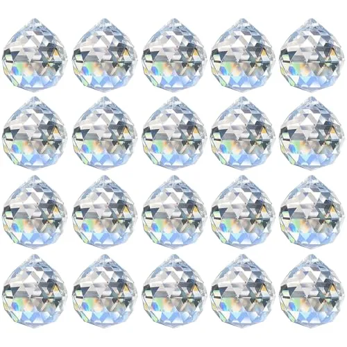 Kristalle zum Aufhängen, 20 Stück Sonnenfänger Kristall, 20mm Prisma Kristall, Regenbogen Kristalle für Kronleuchter Anhänger, Fenster, Garten, Hochzeit Dekor (20mm/20 Stück)
