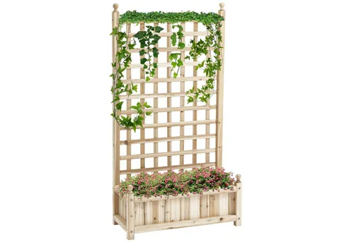 Outsunny Hochbeet Pflanzkasten mit Rankgitter