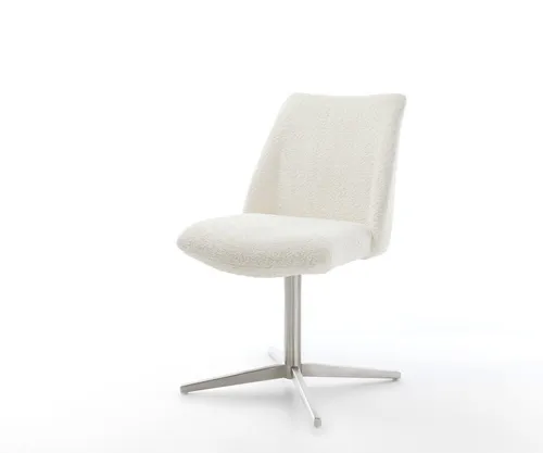 DELIFE Polsterstuhl Elso-Flex, 360° drehbar in Bouclé Weiß in weiß von Delife