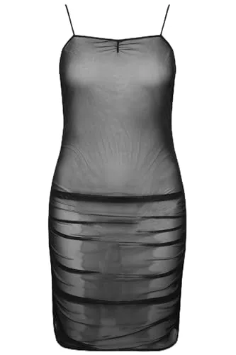 Ulla Popken Nachthemd Negligé durchsichtiges Mesh mit Raffung