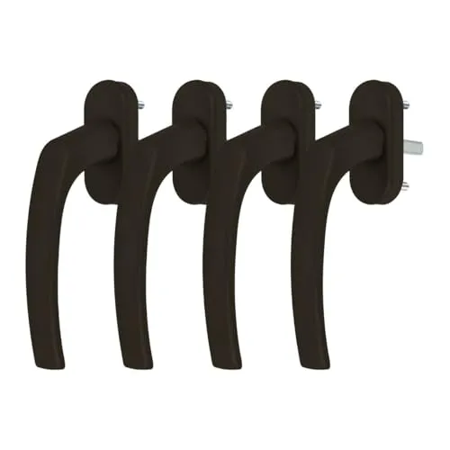 Alu Fenstergriff in Braun RAL 8019 - Stiftlänge 40mm 4 x