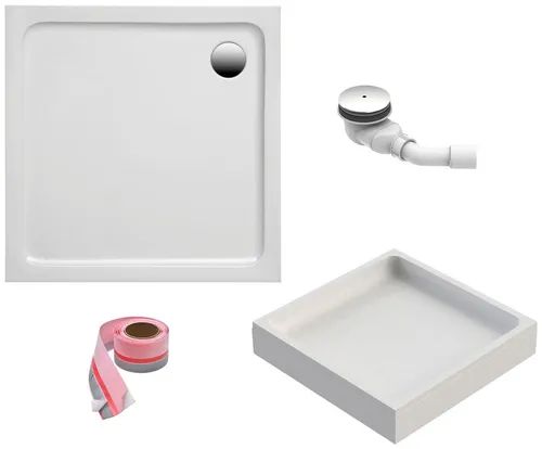 Ottofond Duschwanne 80x80cm, weiß - Quadratische Duschwanne aus hochwertigem Sanitäracryl, ideal für einfache Selbstmontage. Inklusive Wannenträger und Duschwannenablauf für einen unkomplizierten Einbau.