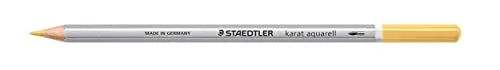 STAEDTLER aquarell Buntstifte karat aquarell, lichtocker, wasservermalbare, weiche, farbintensive Mine, unterschiedliche Trocken- und Nasstechniken, 6 Aquarellstifte im Kartonetui, 125-17