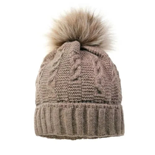 maximo Kids Girl-Mütze, Umschlag Kunstfellpompon, Futterstreifen Made in Europe