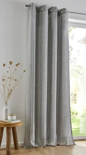 Kutti Vorhang Raya, Ösen - Blickdicht und mit Leinenstruktur - Fertiggardinen in modernem Grau mit praktischen Ösen. Blickdicht und abdunkelnd, ideal für ein stilvolles Wohnambiente in Wohnzimmer, Esszimmer oder Schlafzimmer.