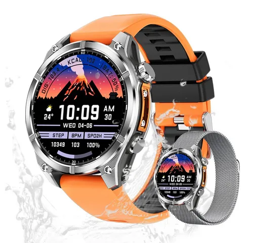 Valdus Herren's Telefonfunktion 3 ATM Wasserdicht Fitness-Tracker Smartwatch (1.43 Zoll, Android/iOS), Multifunktionale Gesundheitsuhr mit Herzfrequenz
