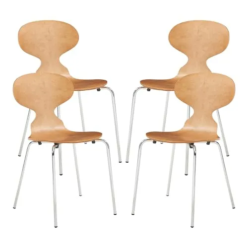 [en.casa] Esszimmerstühle 4er Set Kil – Stapelbare Stühle für jeden Raum - Esszimmerstühle mit Walnussoptik und stabilen Metallbeinen, ideal für vielseitige Nutzung und platzsparend stapelbar.