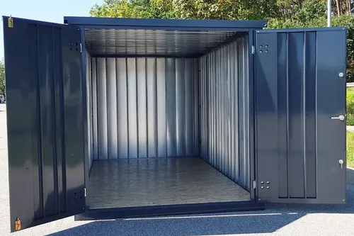 Produktbild Gartenhäuschen Anthrazit RAL7016 Lagercontainer Geräteschuppen Gartenlager 4m