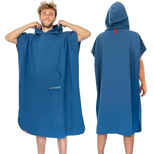 AUTDOOR® Mikrofaser Badeponcho - Nachhaltig und schnelltrocknend für Strand und Wassersport - Sporthandtücher für Schwimmer, aus 100% recycelten PET-Flaschen, kompakt und federleicht, ideal als Umziehhilfe, trocknet in Minuten und passt perfekt in jede Reisetasche.