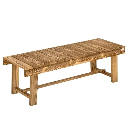 Outsunny Gartenbank - 110Lx38Wx35Hcm - Braun - Gartenbänke aus hochwertigem Tannenholz, wetterbeständig und langlebig, ideal für entspannte Momente im Freien.