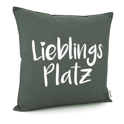 heimtexland ® Outdoorkissen 45x45 Dekokissen Outdoor Garten Lounge Deko Kissen Typ839 Lieblingsplatz Anthrazit