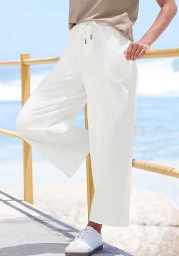 Elbsand 7/8-Hose Sanna aus Sweatware mit weitem Bein in weiß von Elbsand