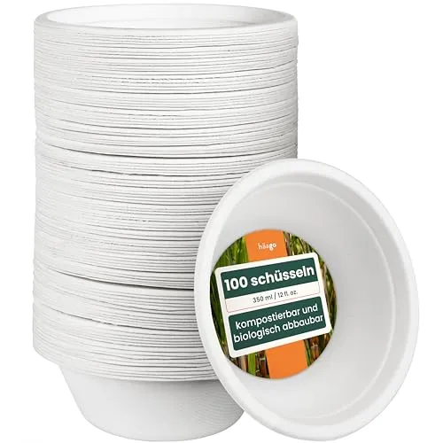 HAAGO 100 Zuckerrohr Einweg Suppenschalen 350 ml von HAAGO