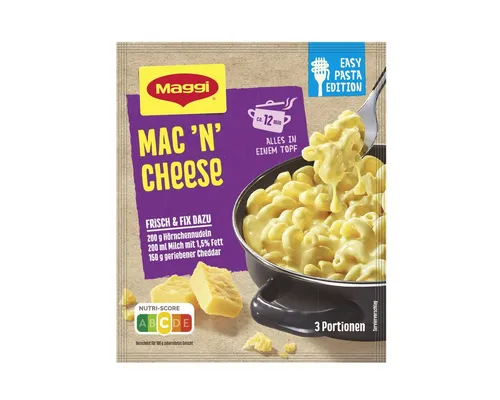 MAGGI Fix Mac and Cheese, 33g - MAGGI Fix Mac and Cheese, 33g – Schnelle Zubereitung eines beliebten Klassikers. Cremige Käsesauce kombiniert mit zarten Nudeln für ein herzhaftes Gericht. Ideal für die ganze Familie und sorgt für puren Genuss in kürzester Zeit.