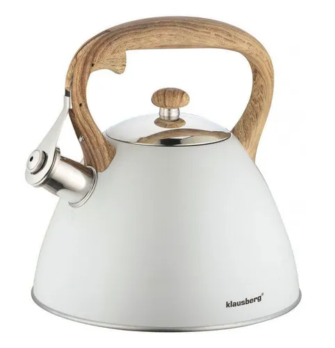 Klausberg 3,0L Flötenkessel Wasserkessel - Edelstahl Wasserkocher mit ergonomischem Griff, ideal für Induktions-, Gas- und Elektroherde. Hohe Kapazität von 3L und kabelloses Design für einfache Handhabung.