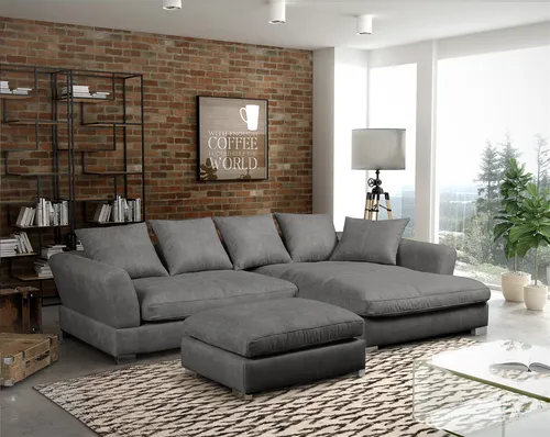 Ecksofa TIZIAN inkl. Polsterhocker in grau von Fun Möbel