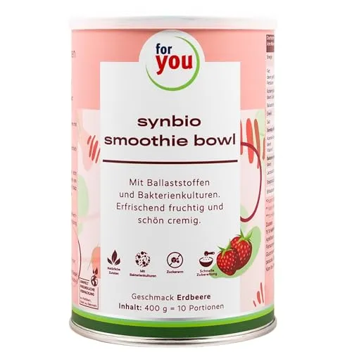 Synbio Smoothie-Bowl 400g - Darmfreundliche Smoothiebowl zum Löffeln mit Bakterienkulturen & Ballaststoffen aus Hafer, Leinsaat, Apfelfasern, Flohsamen, Chiasamen uvm. - 100% Natürlich (Erdbeere)