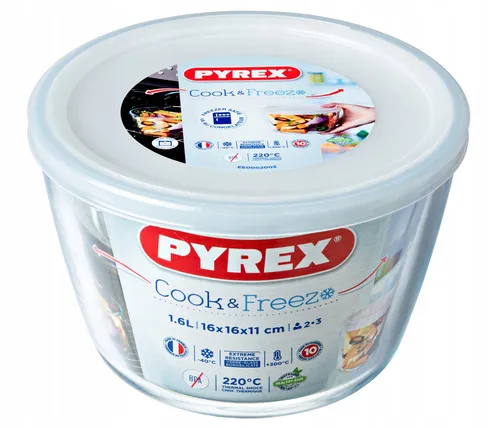 Cook Freeze runde Schale mit Deckel 1,6l Pyrex 16 cm