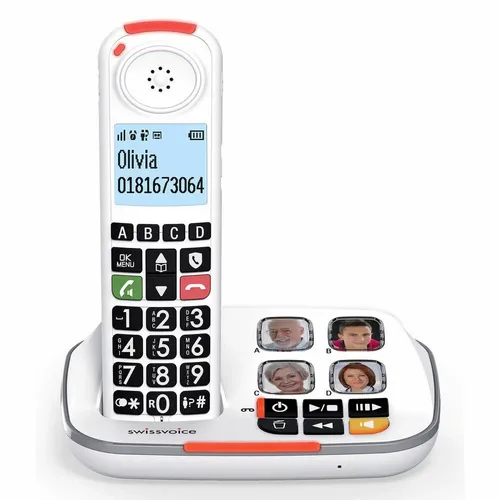 Swissvoice Combo+dect Xtra 2355 - DECT Festnetztelefon mit Anruferidentifikation, elegantes Design in Weiß für mehr Komfort