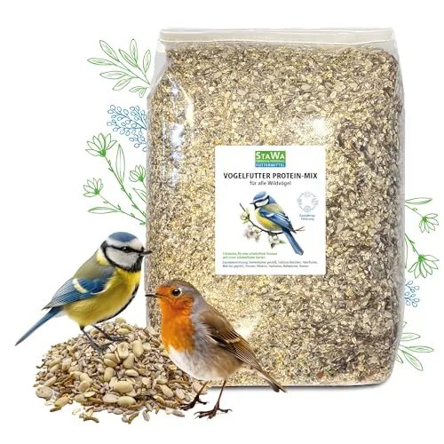 StaWa Vogelfutter Protein-Mix, Wildvogelfutter für Gartenvögel und Waldvögel, Streufutter mit viel Eiweiß, Ganzjahresfutter, 5 kg