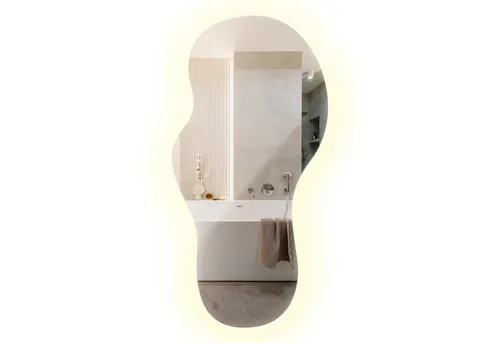 Tulup LED-Spiegel mit dekorativem Lichtspot – eiförmiger Schminkspiegel 50 cm x 70 cm - Eiförmiger LED-Spiegel mit dekorativem Lichtspot für perfektes Schminken. Maße: 50 cm x 70 cm, ohne Rahmen. Ideal für stilvolle Badezimmer und Kosmetikecken.