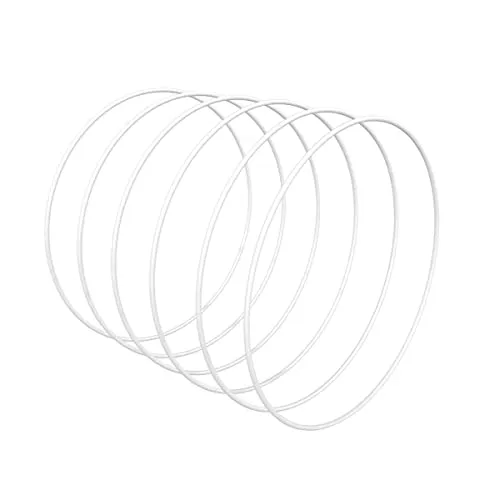 Worown 6 Stück 20cm Metallringe zum Basteln, Weiße Metallring, Deko Ringe zum aufhängen für die Herstellung von Hochzeitskranzdekor und Wandbehang